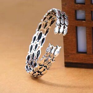 925 Silver Fish Cuff Bracelet #1551